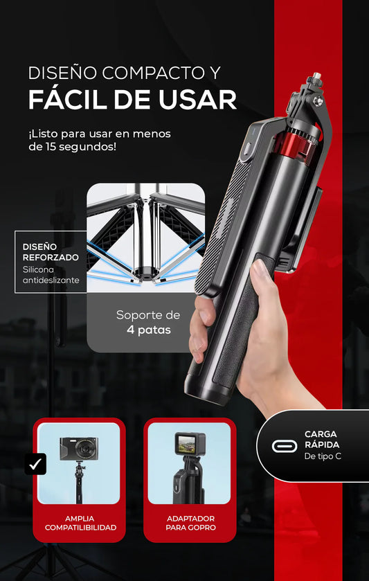 Trípode Terreneitor 1.8m con Control Bluetooth – Portátil y Resistente