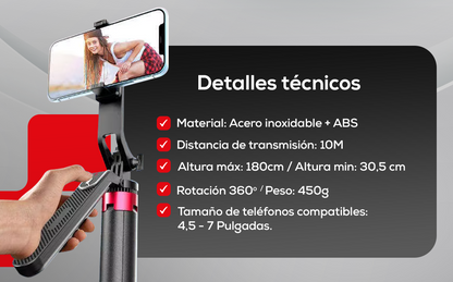Trípode Terreneitor 1.8m con Control Bluetooth – Portátil y Resistente