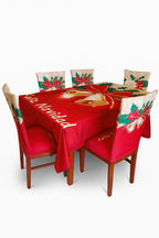 Fundas Navideñas para Sillas de Comedor + Mantel Impermeable - Set 7 Piezas